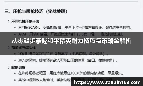 从零起步掌握和平精英耐力技巧与策略全解析